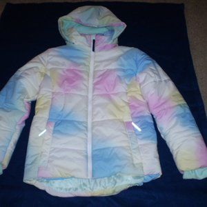 BIG GIRLS SIZE: 10/12 (L) PASTEL TYE-DYE WINTER PUFFER JACKET~WORN ONCE
